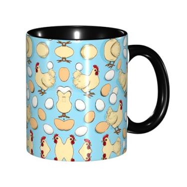 Imagem de Zeraoke Canecas de café criativas com estampa de galinha de desenho animado, personalizado, presente para família, tamanho de 325 ml, unissex