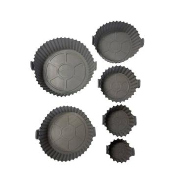 Imagem de Conjunto 6 Formas de Silicone Redondas com Alças, Coloridas Sortidas, Antiaderente, Resistente até 220°C, para Forno e Air Fryer, 182g