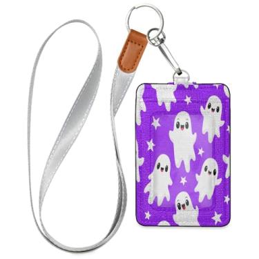 Imagem de Wassud Boo-boos com porta-crachá de couro PU estrela com cordão, porta-cartão de identificação para trabalho, cordão de pescoço com compartimentos para cartões de crédito, funcionários, estudantes