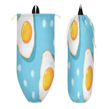 Imagem de xigua Suporte de saco plástico de ovo frito de desenho animado com cordão 1 pacote, organizador de sacolas de supermercado reutilizável para bolsas, meias, roupas íntimas e gravatas