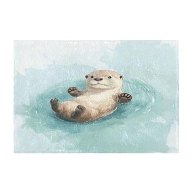 Imagem de Burbuja Lindo tapete de banheiro de lontra, tapete de banheiro absorvente extra macio com suporte antiderrapante para banheiro, banheira, chuveiro, 40 x 61 cm