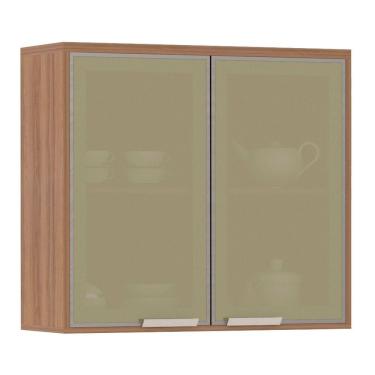 Imagem de Armário Aéreo 80cm 2 Portas Vidro Reflecta 1 Prateleira Lari