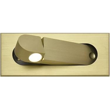 Imagem de Luminária de leitura embutida 3W LED para cabeceira, luz de parede para cabeceira de cama de hotel com rotação de 350° por botão, luminária de destaque com luz natural de 4000K (C)