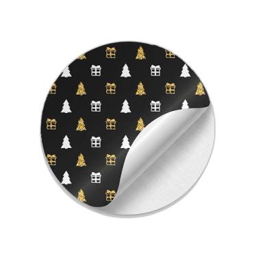 Imagem de Adesivos Redondos Natalinos 25 Unidades Estampa Noite Sagrada Caligrafia - Tamanho 85x85cm