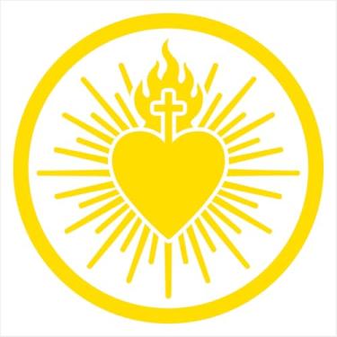 Imagem de Adesivo de recorte Sagrado Coração em Chamas - Diversas Cores e Tamanhos - Para Carro, Vidro, Portas, Paredes Lisas entre outros (AMARELO, 36X36 CM)