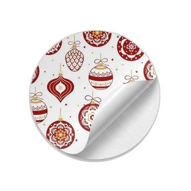 Imagem de Adesivos Redondos Natalinos 25 Unidades Com Estampa Fundo Sem Costura - Tamanho 30x30cm