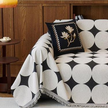 Imagem de WMLTZFUS Capa de sofá vintage lavável, capa de sofá para sofá, multiuso, protetor de móveis para cães, animais de estimação, escritório, relaxamento, branco, 180 x 150 cm