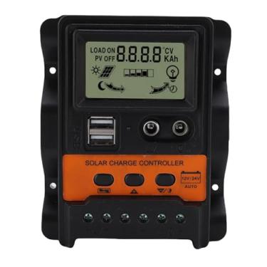 Imagem de Controlador de carga solar 12v 24v regulador automático de painel solar com portas usb duplas dc para barco rv acampamento fonte de alimentação ao ar livre