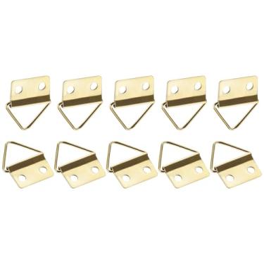 Imagem de DTGN Porta-retratos de anel triangular de 24 mm x 18 mm - 20 peças - Bom para pendurar pinturas - Fotos com gancho de moldura - Dourado