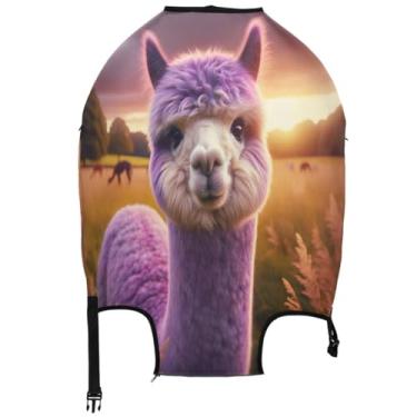 Imagem de Joisal Capa de bagagem roxa de alpaca para mala protetora de viagem, flores essenciais de viagem para mulheres, Alpaca roxa, M, Fits 22-24 Inch Case, Capa de mala