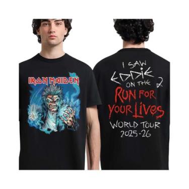 Imagem de Camiseta Unissex Iron Maiden 2026 Run for Your Lives World Tour De Man