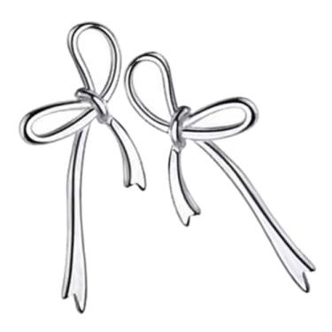 Imagem de 1 par de laço de prata para mulheres elegantes brincos de laço oco joias elegantes para aniversários, casamentos e feriados, presente chique para ela acessório de moda multiuso