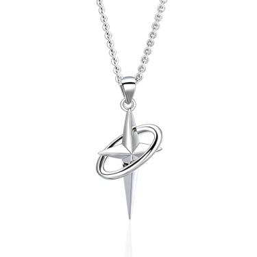 Imagem de Zurlcdye Colares de estrela para mulheres e homens Y2k pingente de prata pingente punk futurista grosso grande colar de cruz moderno acessórios de joias de aniversário presentes, Aço inoxidável, Sem