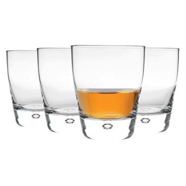 Imagem de Bormioli Rocco Luna | Conjunto de 4 copos de pedras de 250 ml | Copo de vidro curto com fundo pesado | Copos Lowball para uísque ou Bourbon | Design elegante com base de bolhas | Seguro para