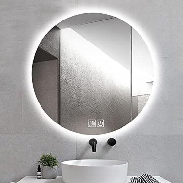 Imagem de TRGCJGH Espelho LED Antiembaçamento Espelhos de Banheiro, Espelho Inteligente de Parede de Banheiro, Espelho Inteligente de Controle de Interruptor de Toque para Quarto, Luz Branca - 90 cm