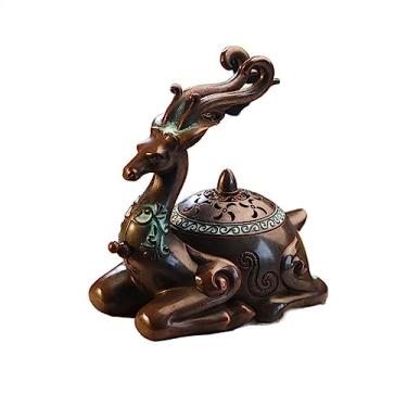 Imagem de porta-vara de incenso Queimador de incenso em forma veado vintage decoração interior queimador luz suporte cobre luxo