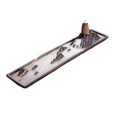 Imagem de porta-vara de incenso Queimador de incenso fluxo reverso minimalista dupla finalidade Decoração Zen Suporte interno Bandeja