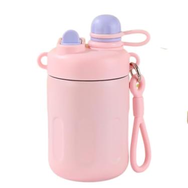 Imagem de Garrafa Térmica 500ml em Aço Inoxidável 304 com Alça e Tampa Protetora – Para Adultos e Crianças (Rosa)