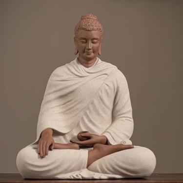 Imagem de FENNYYAR Estátua de Buda doméstica de cerâmica, 15,5 cm 15,5 cm, ornamento Shakyamuni de escultura