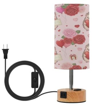 Imagem de Wassud Candeeiro de mesa de cabeceira Hedgehogs Roses Touch com 3 temperaturas de cor, abajur de mesa de dia dos namorados com forro para sombra de apoio noturno para sala de estar, quarto, escritório