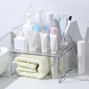 Imagem de GLOGLOW Rack de Armazenamento Dobrável, Organizador de Mesa Resistente Com PET e Aço Inoxidável, Design Dobrável que Economiza Espaço para Sapatos, Roupas, Produtos de Higiene Pessoal,