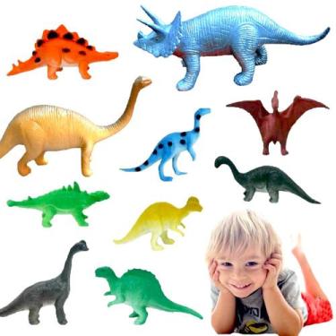 Imagem de Kit 10 Dinossauro Borracha Miniatura Criança Brinquedo Jurassic - Lire