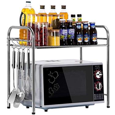 Imagem de Prateleira de cozinha Lixin Rack de cozinha aço inoxidável 2 camadas de rolamento forte (Cor: Prata Tamanho: 53 50 35 cm) (Cor: Prata Tamanho: 53 50 35 cm)