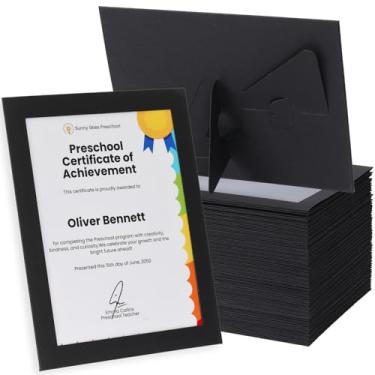 Imagem de Moldura para fotos de 21 x 28 cm com janela transparente e cavalete, moldura de papelão para certificados, diplomas, prêmios e fotos de arte - perfeita para exibição de parede ou mesa de galeria (25