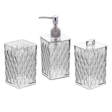 Imagem de Kit Banheiro Conjunto 4/3 Peças Completo Plasútil Acrílico Decoração Banheiro Kit Banho Glamour Lavabo, Ideal for Home & Small Living Spaces(Glamour 3 Pçs - Cristal)