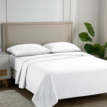 Imagem de Carressa Linen Conjunto de lençóis de algodão egípcio California King - Conjunto de lençóis de algodão Cal King 600 fios (4 peças, branco frio) extra macio, resfriamento, 40,6 cm de profundidade de