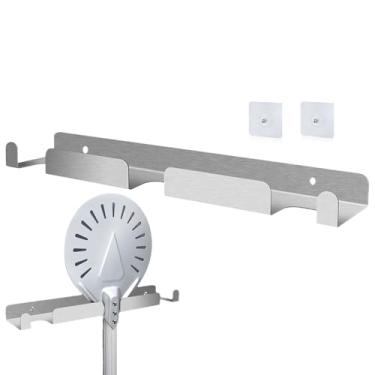 Imagem de Hamosky Rack de aço inoxidável para descascar pizza, suporte de parede para pás de pizza, organizador de utensílios de cozinha montado na parede, 41,5 x 8,3 x 3 cm, prateleira de armazenamento de