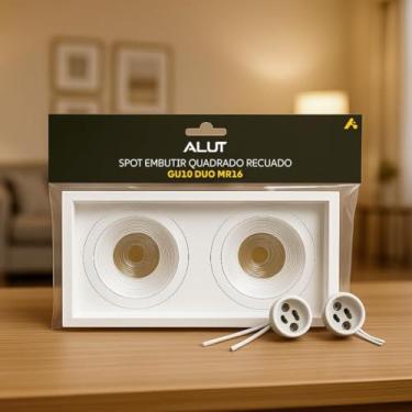 Imagem de Spot Led Recuado Embutir Gu10/MR16 Uno ou Duo Quadrado Branco Policarbonato Alut By Avant (Duo, GU10/MR16)