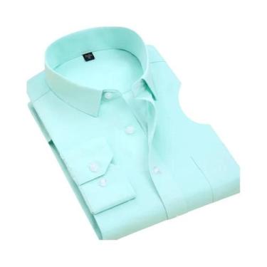 Imagem de Camisas Sociais Masculinas Slim Fit Tamanho 7XL plus Size Manga Longa 