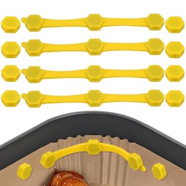 Imagem de Fukaisu Conjunto de 12 peças de ímãs de fritadeira a ar reutilizável, fivela de silicone para prender forros de papel pergaminho no lugar, suporte magnético, acessórios de airfryer, itens que evitam