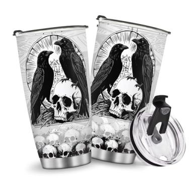 Imagem de Copos com isolamento de caveira, presentes para mulheres, homens, meninas, meninos, mãe, marido, pai, Halloween, aniversário, Natal, esqueleto, terror, presentes escuros, garrafas de água 590 ml