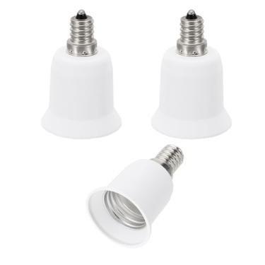 Imagem de Generic Adaptador de tomada de luz E12 para E26/E27, 3 peças de suporte de lâmpada converte conversor de base de parafuso para lâmpada de halogênio CFL, branco