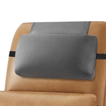 Imagem de Almofada reclinável de cabeça, ajustável, desfiada, de espuma viscoelástica para poltronas reclináveis, almofada de veludo antiderrapante para alívio da dor e pescoço para viagem, casa, poltrona