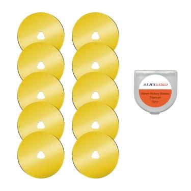 Imagem de Lâminas de corte rotativo, lâminas de substituição de 45 mm, serve para Fiskars, OLFA, Martelli, Dremel, Truecut, DAFA, SKS-7, refil de lâminas de corte de tecido para Quilting Scrapbooking, costura e artesanato, pacote com 10 (revestimento de titânio)