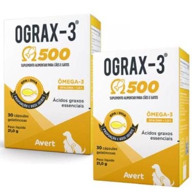 Imagem de Kit 2 Ograx 3 500mg Avert Suplemento Nutricional Cães e Gatos