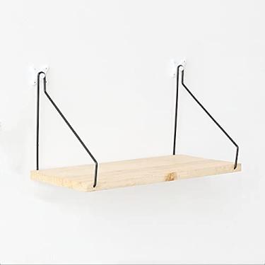 Imagem de Prateleira de Parede Rustic com Suportes Metal Prateleiras Armazenamento Decoração Quarto para Cozinha Sala Estar Banheiro Organizador resistente e Ec