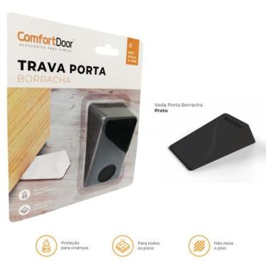 Imagem de Trava Portas Cunha Borracha - Comfort Door, Preto