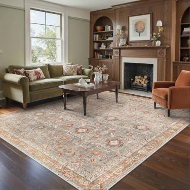 Imagem de BESBLEE Tapetes de área 20 x 25 cm laváveis à máquina para sala de estar, tapetes grandes boho vintage para quarto, sala de jantar, antiderrapante, interior, macio, desgastado, leve, fino, tapete de