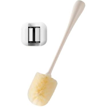 Imagem de Escova de cozinha 2 em 1 - Lavagem para garrafa de aço inoxidável, garrafa de água fria, vidro, qualquer garrafa - Escova de copo para pendurar na parede - Fibra de nylon (branca)