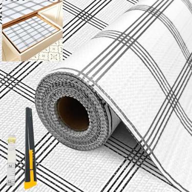 Imagem de Niviy Forro de prateleira e gaveta para armário de cozinha, 30,5 cm x 20 m, impermeável, lavável, espesso, papel de prateleira, forros fáceis para banheiro com faca e fita métrica, xadrez