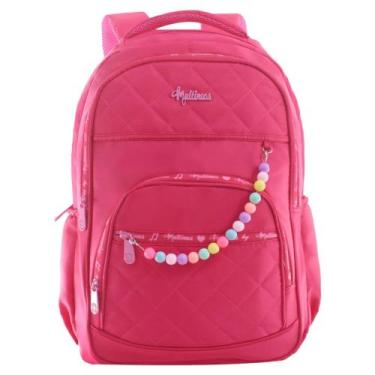 Imagem de Mochila Escolar Juvenil Faculdade Feminina Impermeável Rosa Choque - S