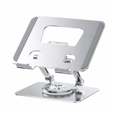 Imagem de Suporte para Notebook em Alumínio Articulado Ajustável Ergonômico Dobrável Antiderrapante com Base Giratória 360 Portátil para MacBook Notebook Tablet iPad Estável - FCSM