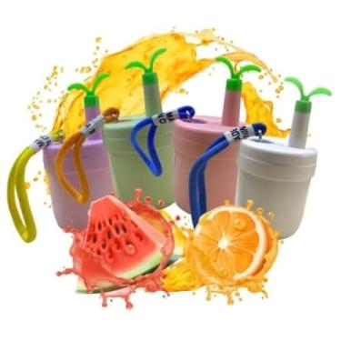 Imagem de Copo Térmico Infantil Com Tampa Alça E Canudo 400 Ml (Branco)