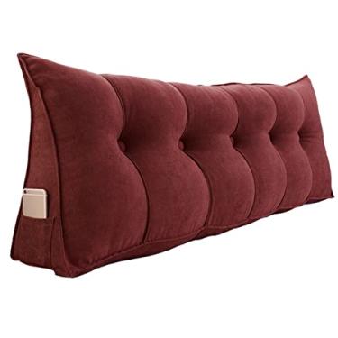Imagem de BAHULA Almofada triangular para cabeceira, almofada triangular de cor sólida, almofada de leitura, suporte de posicionamento grande para sofá-cama com capa removível, vermelho, 150 x 50 x 20 cm