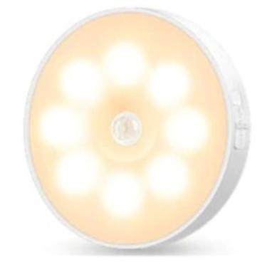 Imagem de Luminária de Noite USB Recarregável - Sensor de Movimento LED, Duas Cores Luz Quente/Fria, Ideal para Quarto, Corredor, Banheiro e Ambientes Escuros (Kit 1-Duas cores luz)