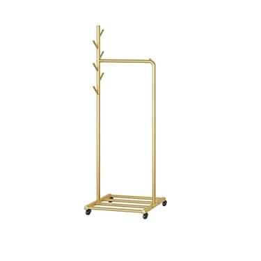 Imagem de KEG801302 Cabideiro Hallway para casa, simples, para uso interno, simples, varal, secador, dourado, preto, suporte para chapéu (dourado, pequeno)